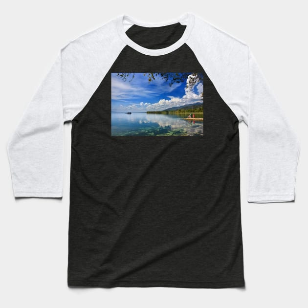 Waiting for the fishing boat at Trichonis lake Baseball T-Shirt by Cretense72